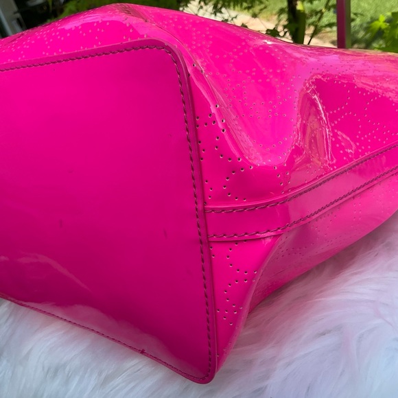 Kate Spade New York Neon Pink Tote Shoulder Hand Bag Patent Leather - Picture 9 of 11